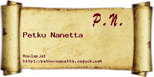 Petku Nanetta névjegykártya